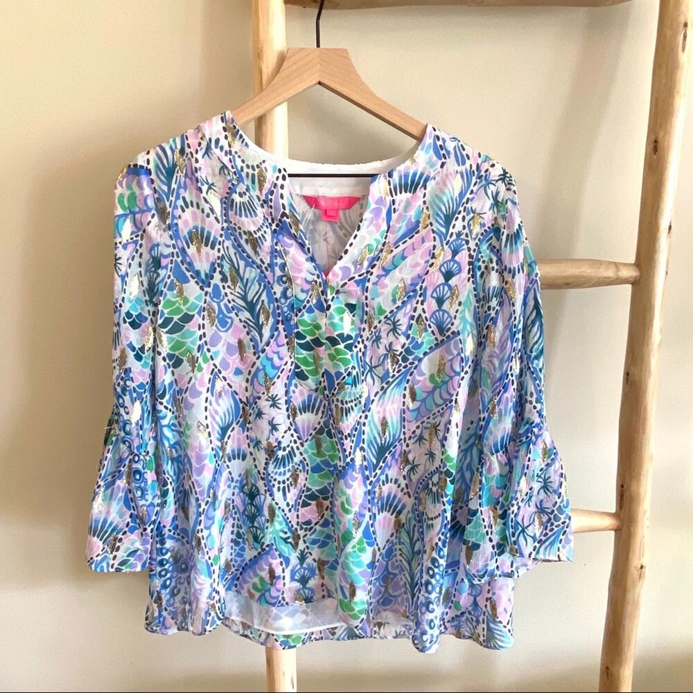 XS LILLY PULITZER Elenora Silk Top Chiffon $178